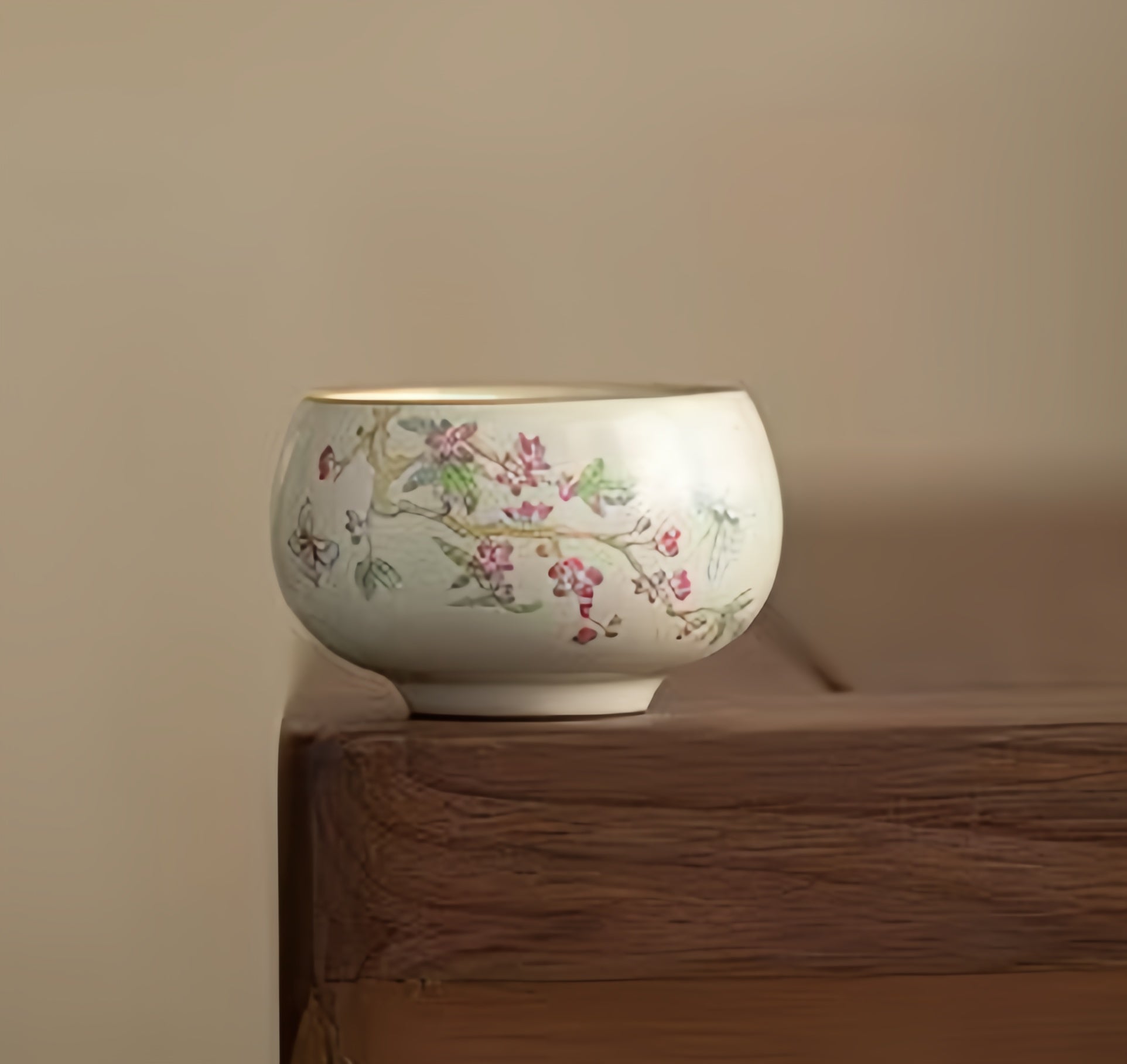 Contemporary Ru Yao Peach Blossom Egg Teacup, Yellow-Glazed Small Gongfu Tea Cup