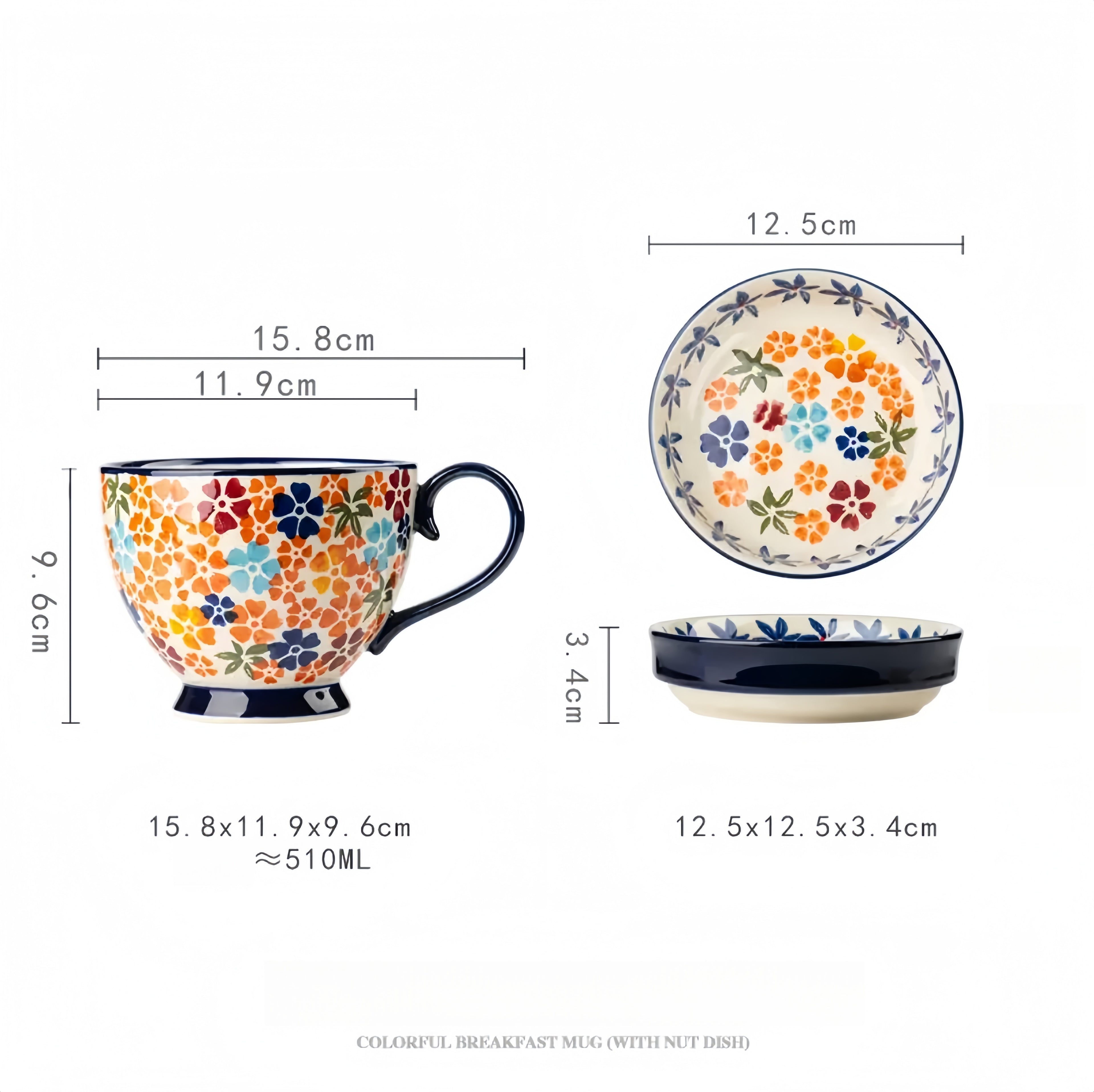 Large Capacity Enamel Mug, Milk & Oatmeal Breakfast Cup - Ceramic Home Drinkware