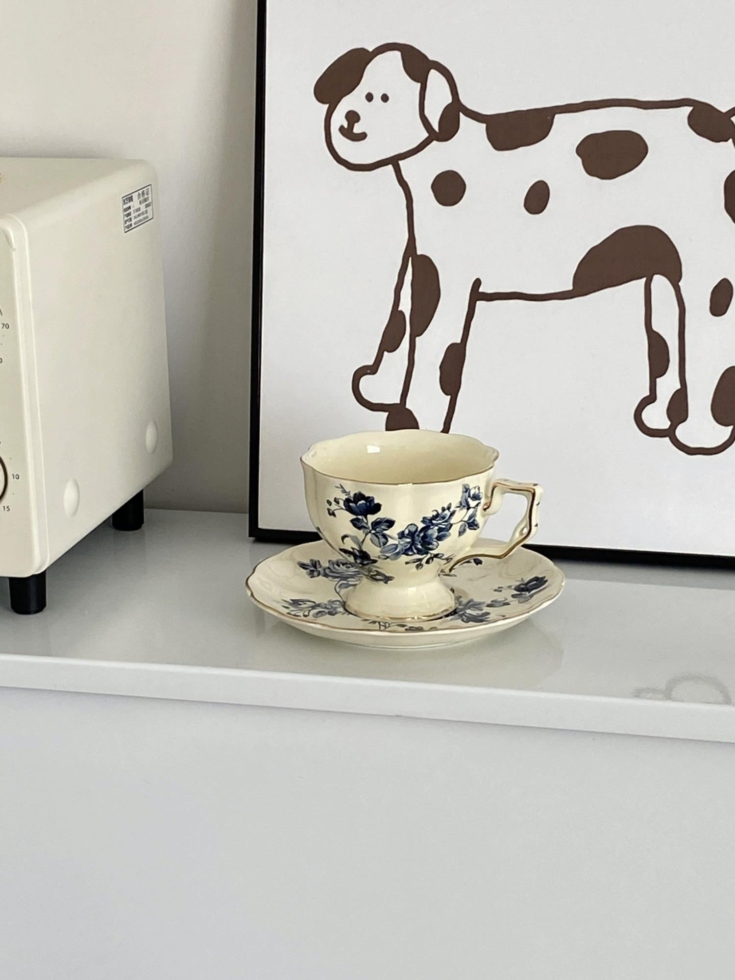 French Afternoon Tea Coffee Cup - European Elegant Cup and Saucer Set | High-End Birthday Gift