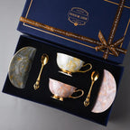 Premium Luxury Ceramic Coffee Cup and Saucer Set - Elegant Gift Boxed Tea Cup for Sophisticated Home