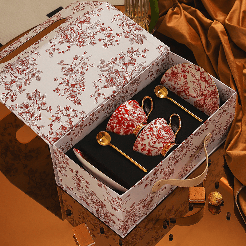 Jingdezhen Bone China Coffee Cup Set- Luxury Bridal Shower Gift for BFF