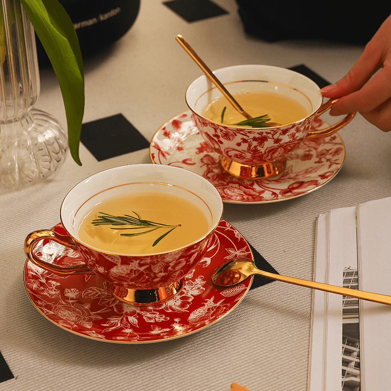 Jingdezhen Bone China Coffee Cup Set- Luxury Bridal Shower Gift for BFF