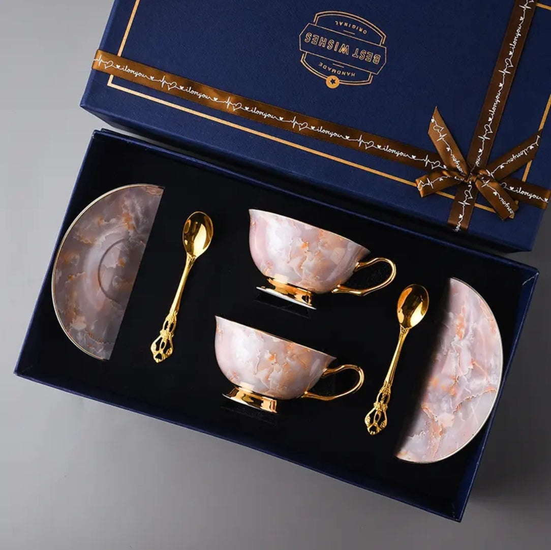 Premium Luxury Ceramic Coffee Cup and Saucer Set - Elegant Gift Boxed Tea Cup for Sophisticated Home