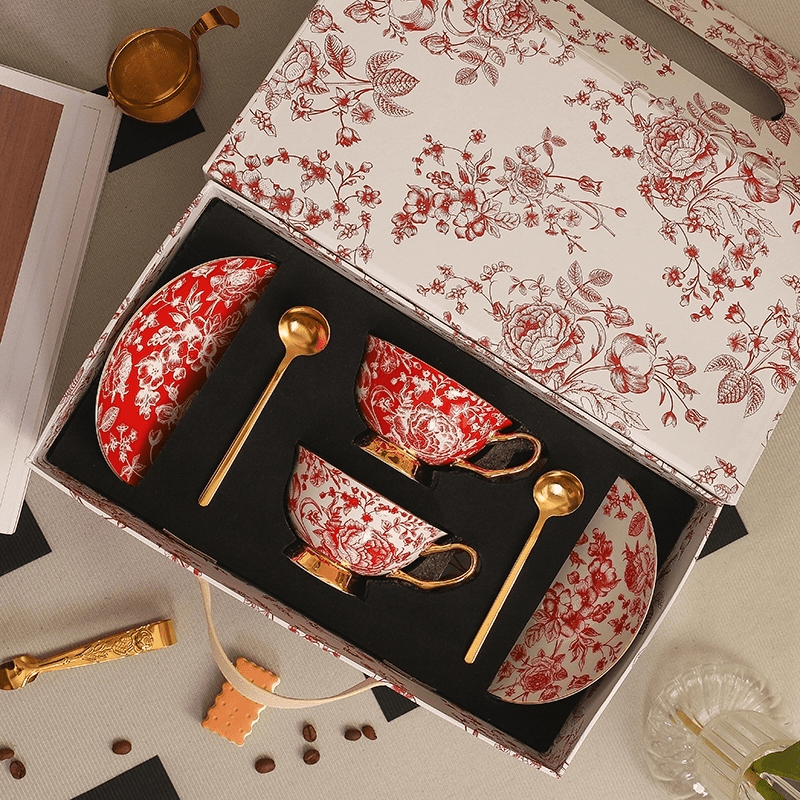 Jingdezhen Bone China Coffee Cup Set- Luxury Bridal Shower Gift for BFF