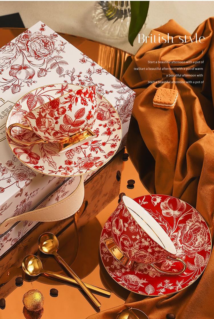 Jingdezhen Bone China Coffee Cup Set- Luxury Bridal Shower Gift for BFF