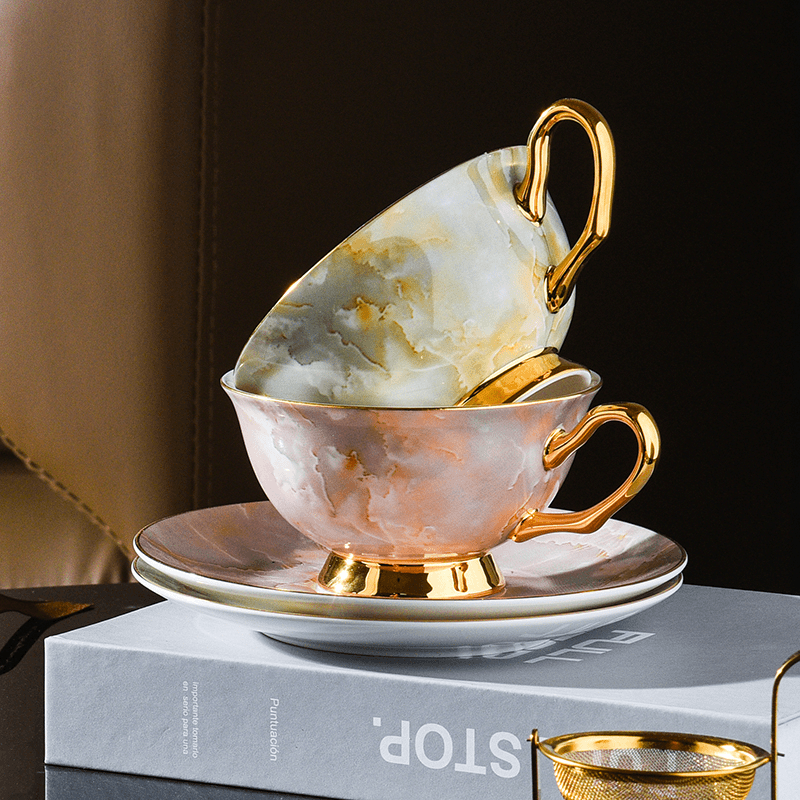 Premium Luxury Ceramic Coffee Cup and Saucer Set - Elegant Gift Boxed Tea Cup for Sophisticated Home