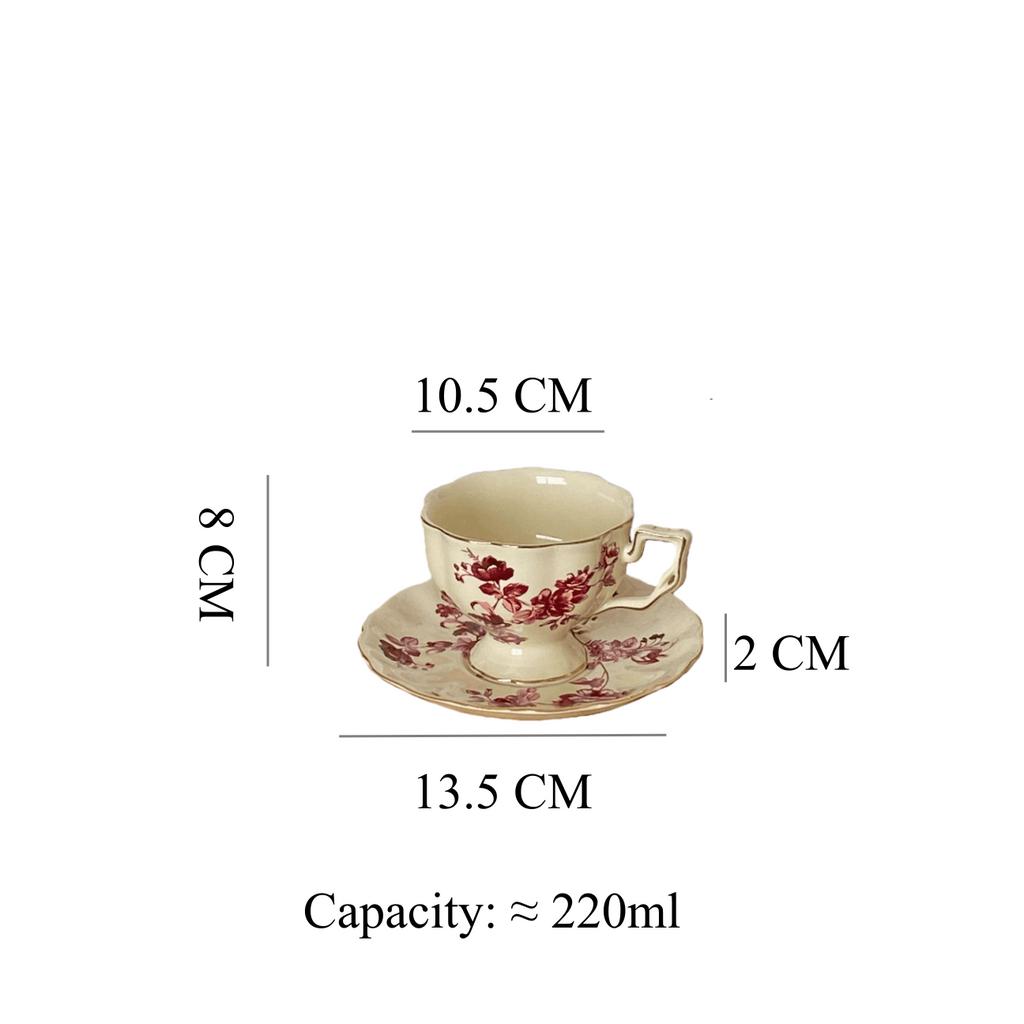French Afternoon Tea Coffee Cup and Saucer Set - European Ceramic Tea Cup Gift Box