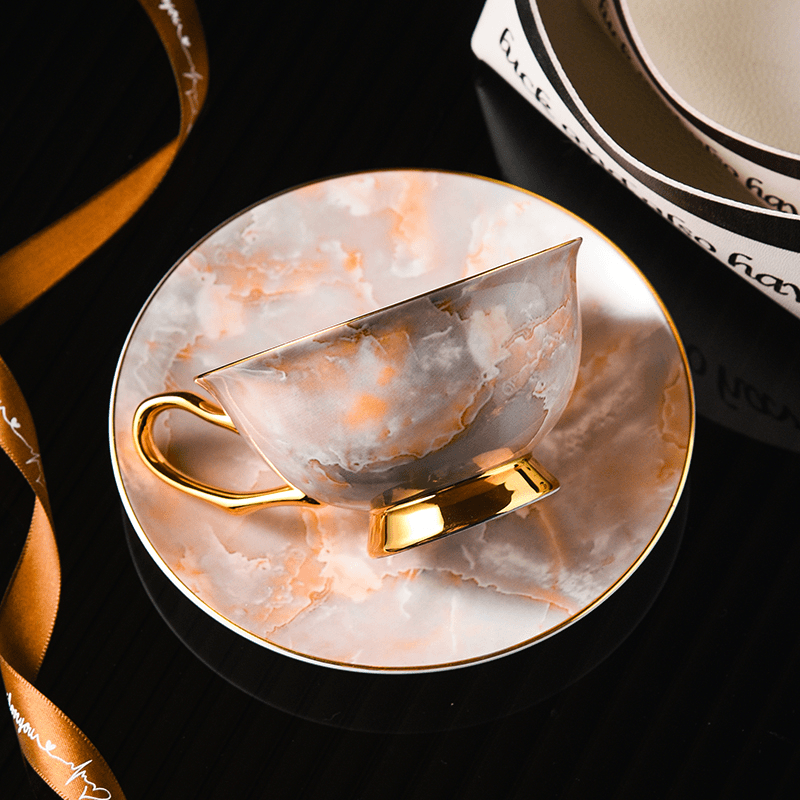 Premium Luxury Ceramic Coffee Cup and Saucer Set - Elegant Gift Boxed Tea Cup for Sophisticated Home