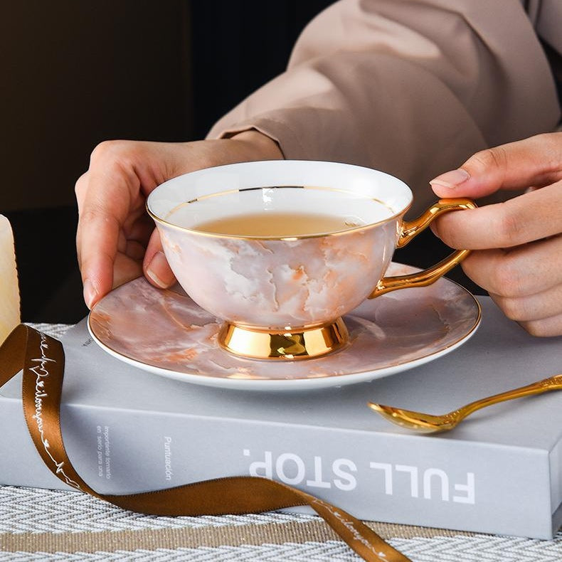 Premium Luxury Ceramic Coffee Cup and Saucer Set - Elegant Gift Boxed Tea Cup for Sophisticated Home