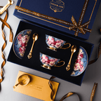 Elegant European Bone China Coffee Cup and Saucer Set - Luxury Wedding Gift Box , Sophisticated English Tea Cup