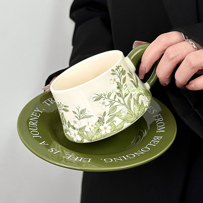 Elegant Lily of the Valley Coffee Set, Vintage Ceramic Homeware Mug & Saucer- Luxury Coffee Cups