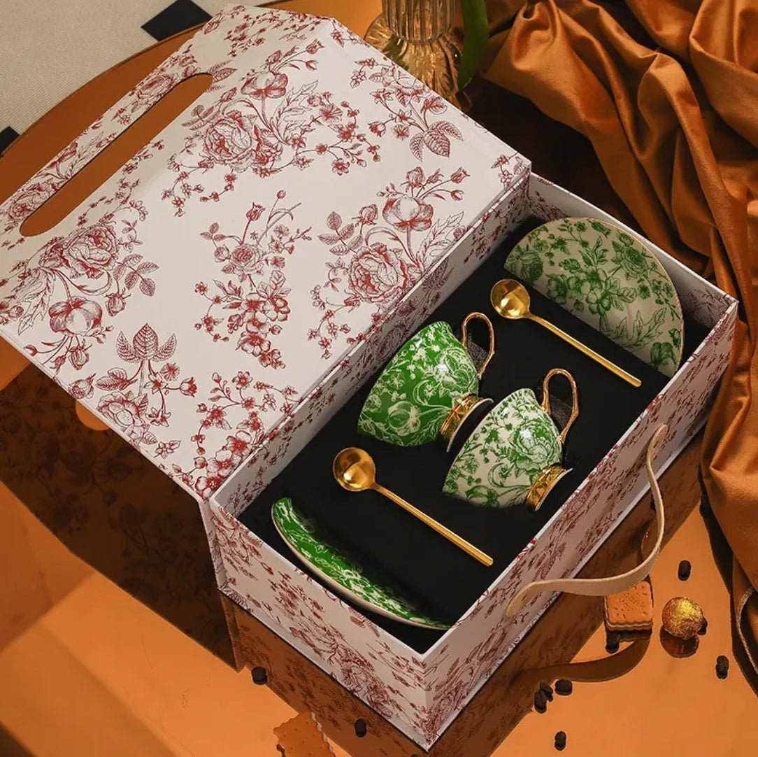 Jingdezhen Bone China Coffee Cup Set- Luxury Bridal Shower Gift for BFF