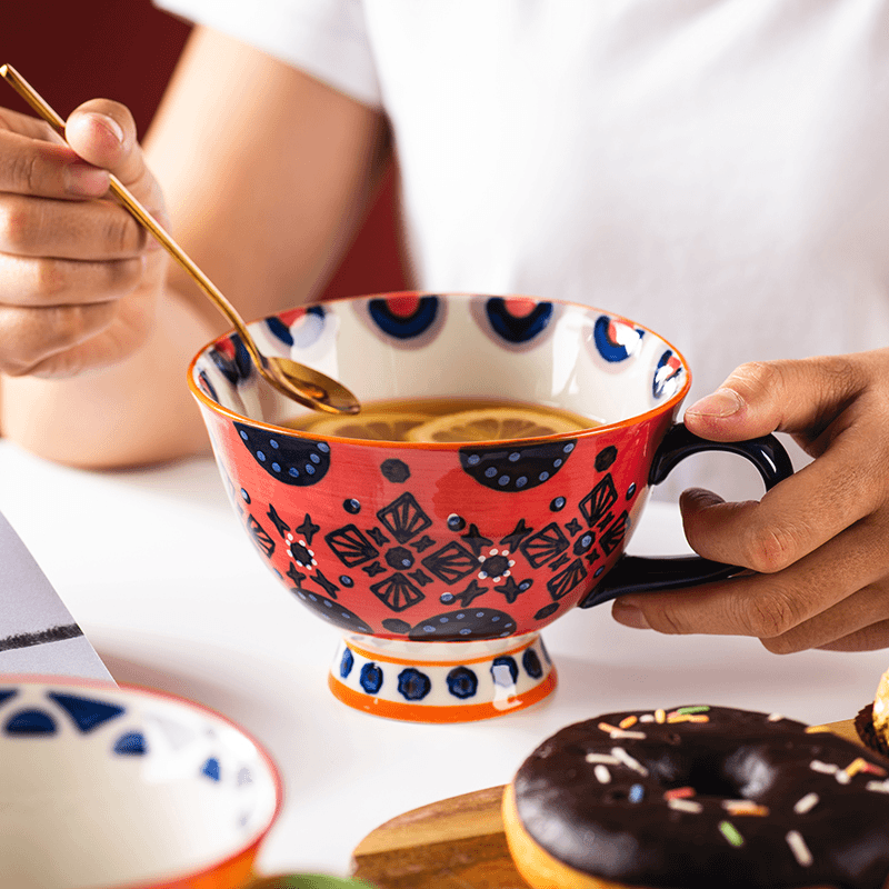 Large Capacity Ceramic Mug, Nordic Ins Style Coffee Cup for Women