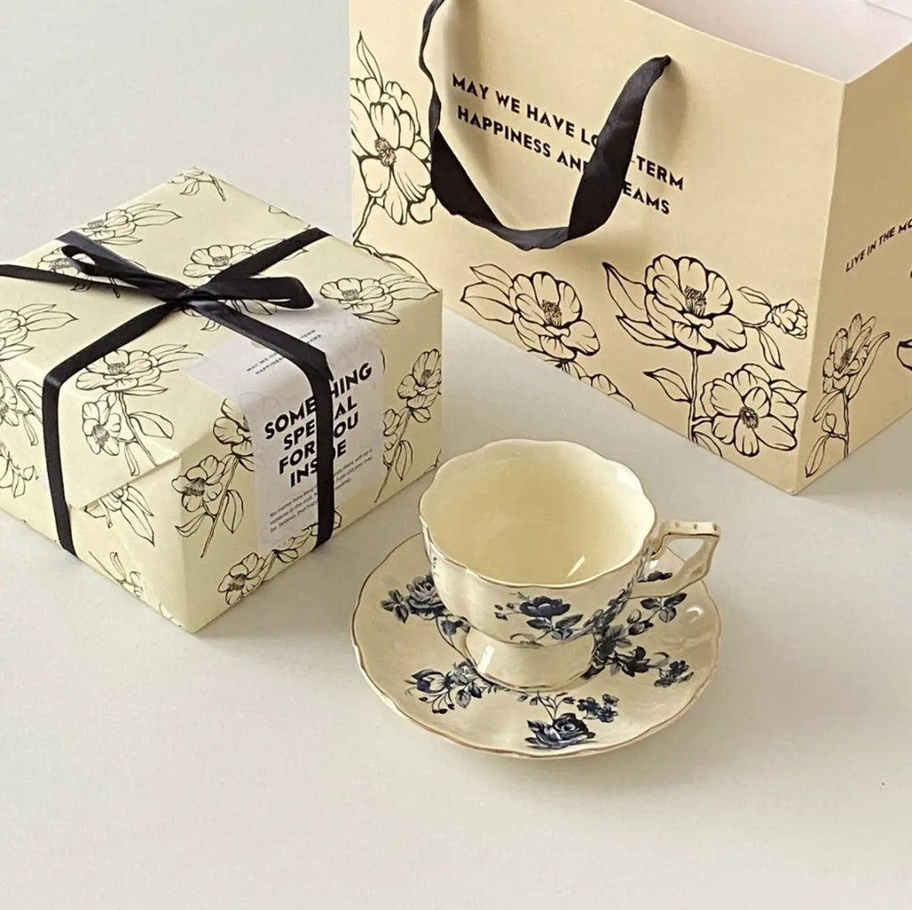 French Afternoon Tea Coffee Cup - European Elegant Cup and Saucer Set | High-End Birthday Gift
