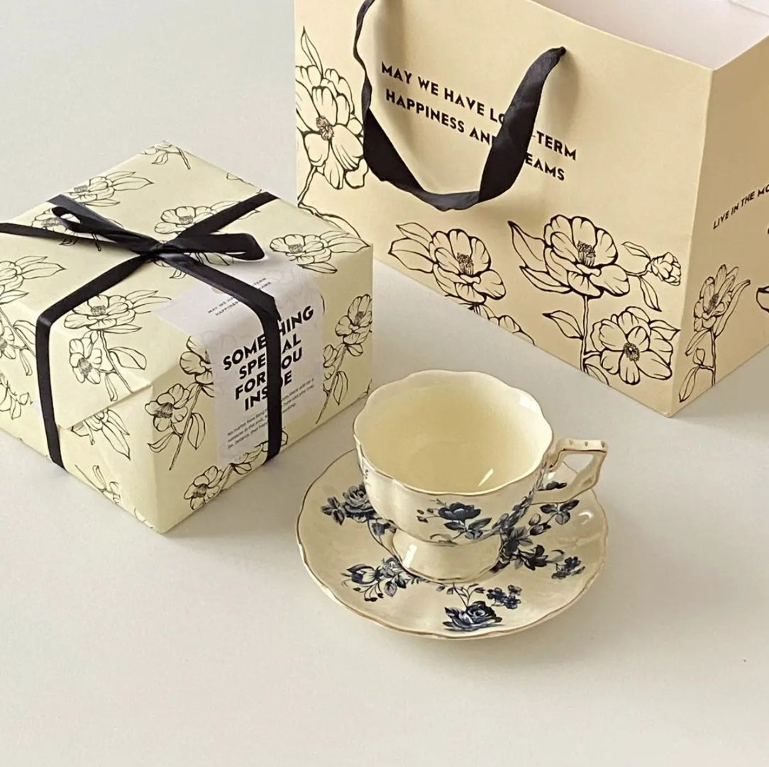 French Afternoon Tea Coffee Cup - European Elegant Cup and Saucer Set | High-End Birthday Gift