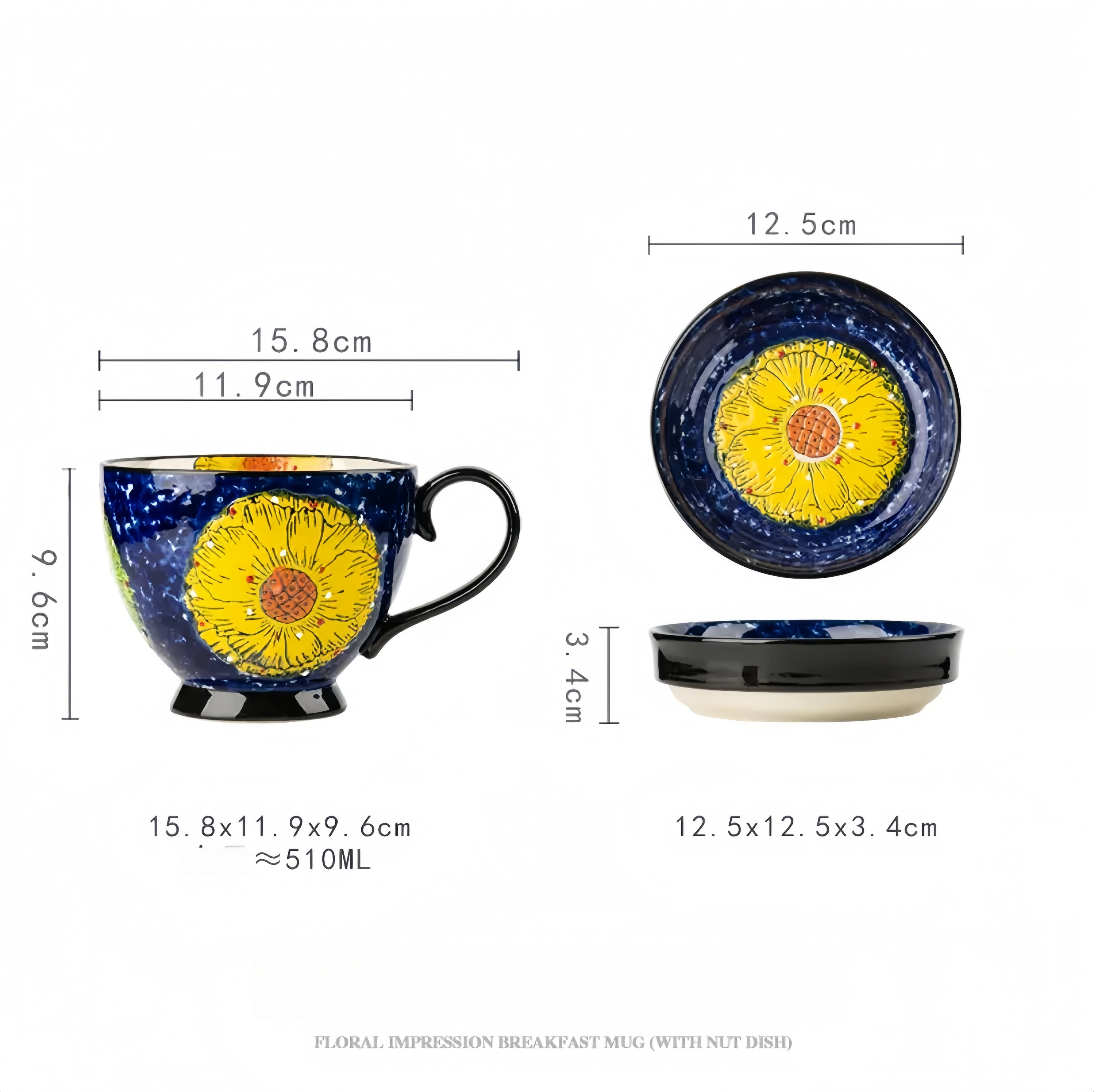 Large Capacity Enamel Mug, Milk & Oatmeal Breakfast Cup - Ceramic Home Drinkware