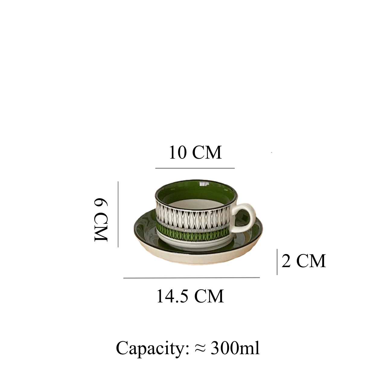 Vintage Green Coffee Cup Saucer Set - Birthday Gift for Her | BFF Hostess Afternoon Tea Mug