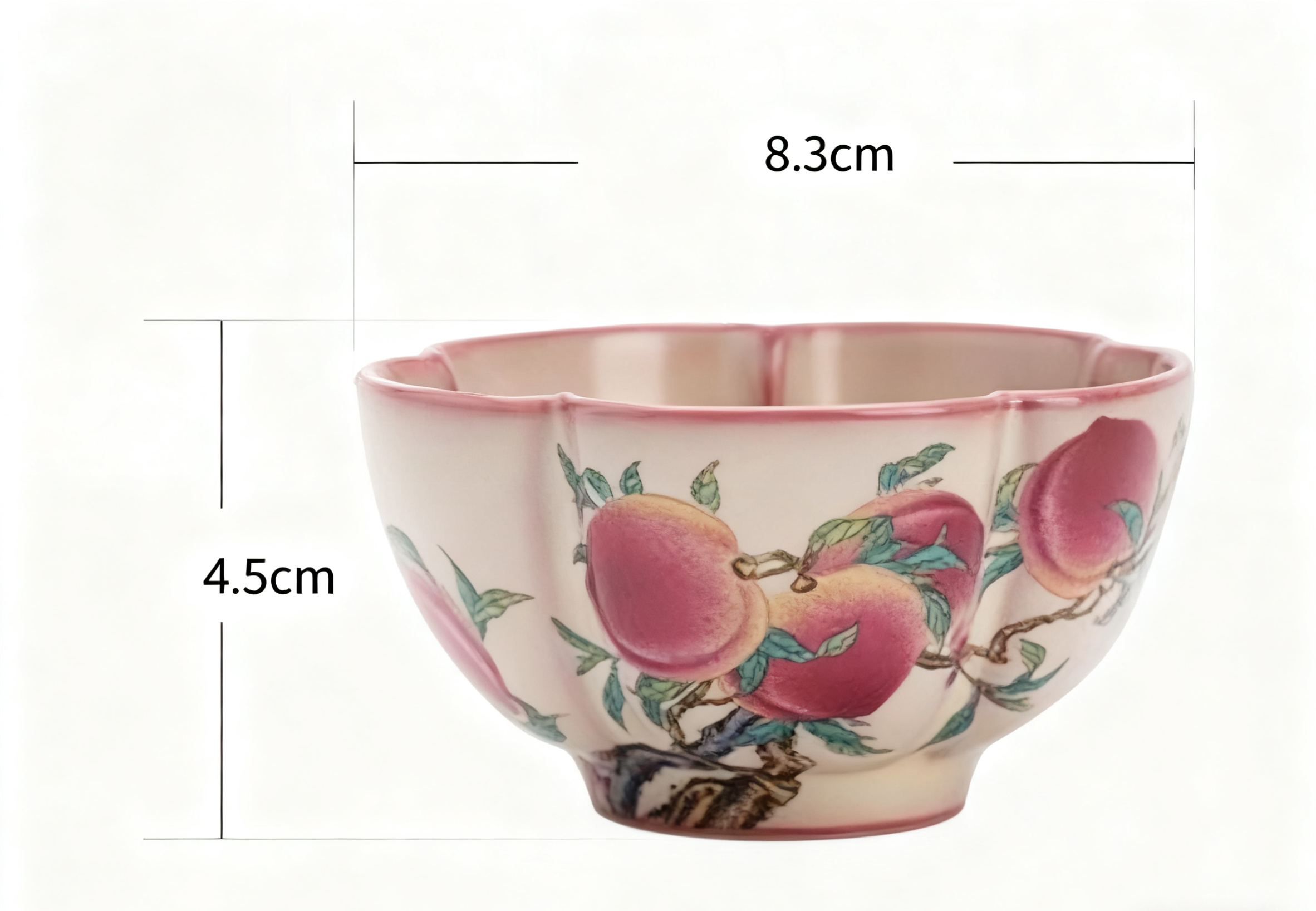 Lard（Jadeite）Glaze Peach Blossom Teacup, Nine Peaches Design-Ceramic Gongfu Tea Cup