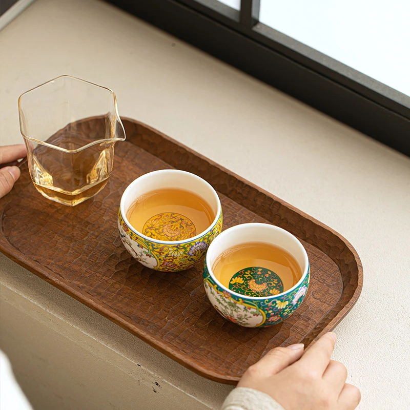 Magpie & Plum Blossom Teacup, Enamel Painted Gongfu Tea Cup