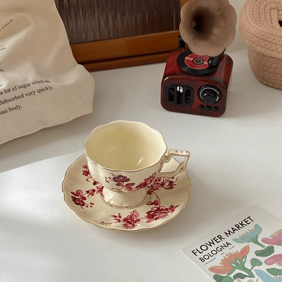 French Afternoon Tea Coffee Cup and Saucer Set - European Ceramic Tea Cup Gift Box