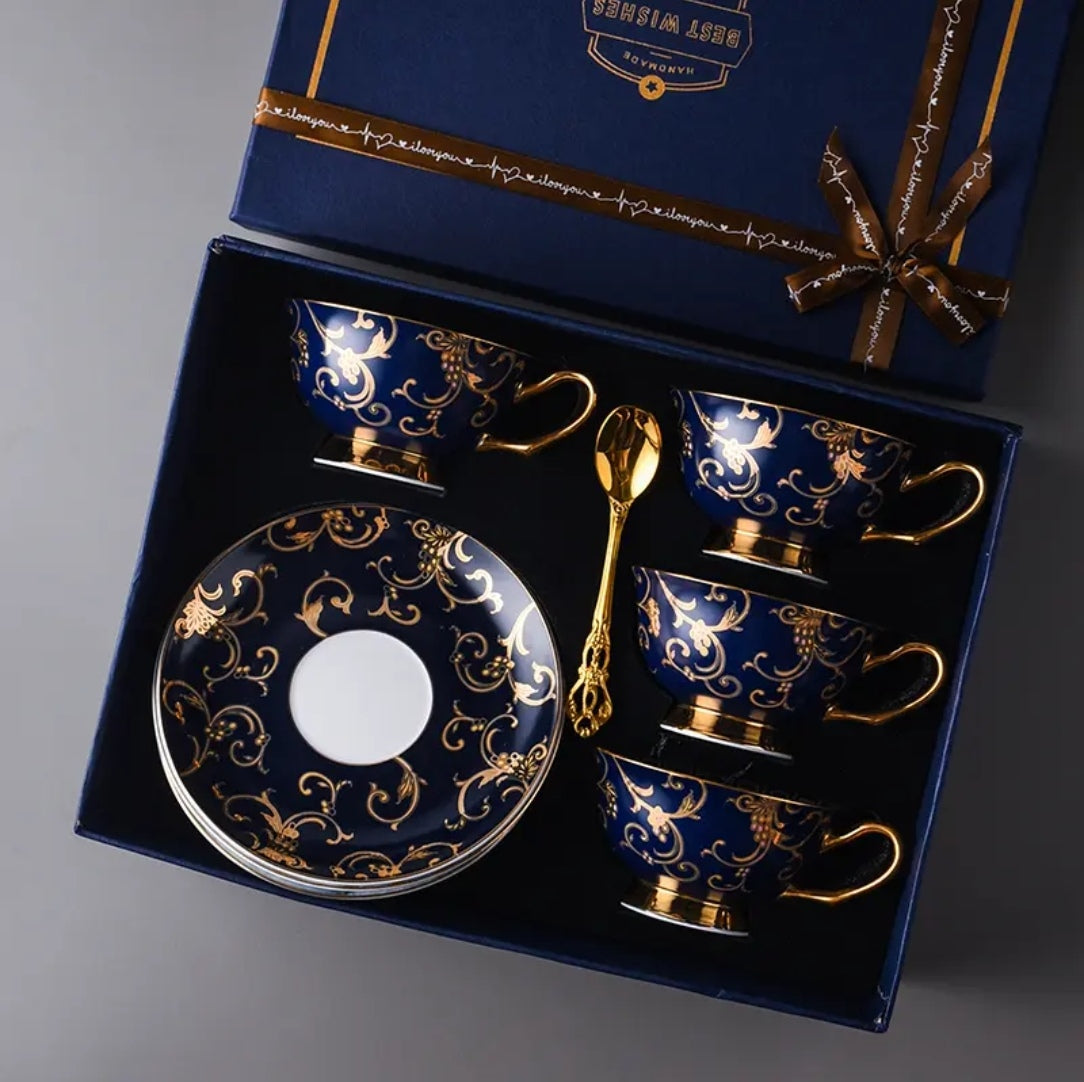 Vintage Bone China Coffee & Tea Cup Set - Premium Light Luxury European Gift Box