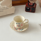 Vintage European Rose Trim Bone China Coffee Cup and Saucer Set - Afternoon Tea Gift Box | Elegant Hostess Gift Drinkware