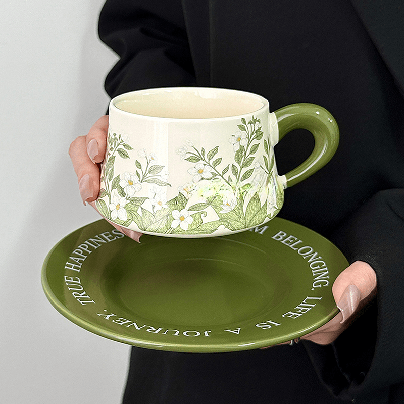 Elegant Lily of the Valley Coffee Set, Vintage Ceramic Homeware Mug & Saucer- Luxury Coffee Cups