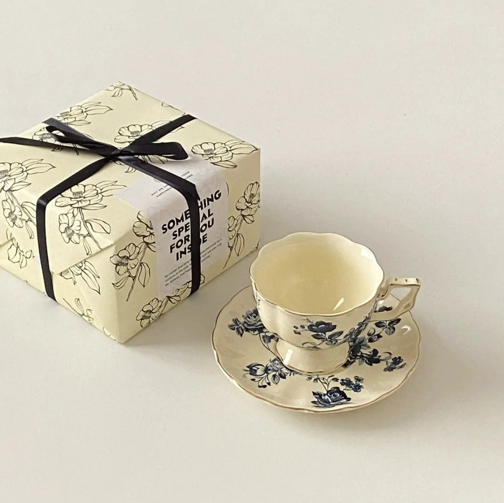 French Afternoon Tea Coffee Cup - European Elegant Cup and Saucer Set | High-End Birthday Gift