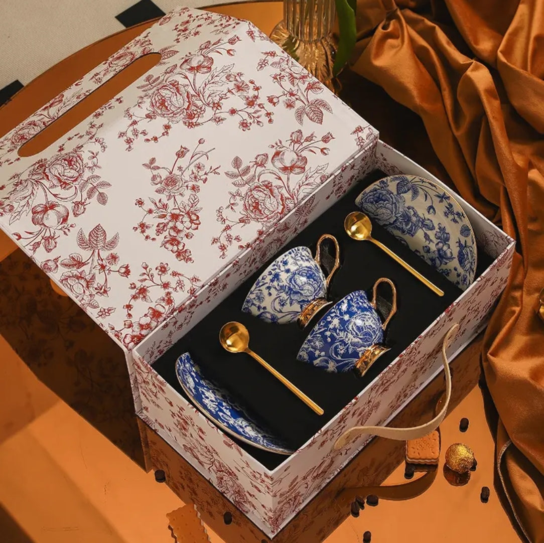 Jingdezhen Bone China Coffee Cup Set- Luxury Bridal Shower Gift for BFF