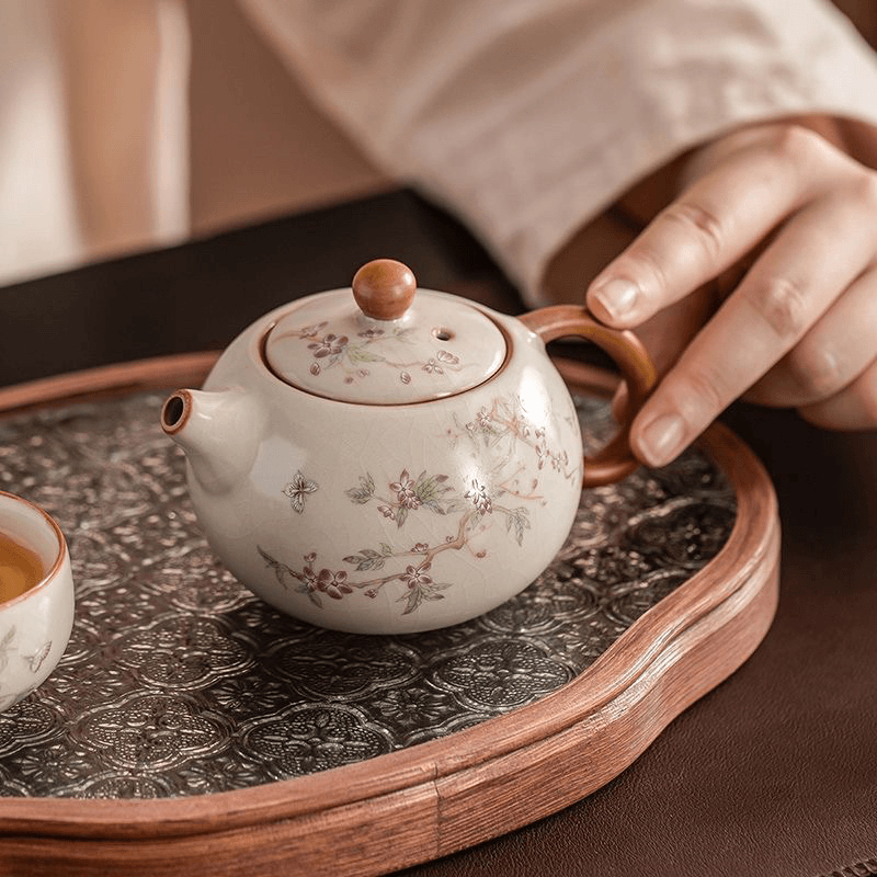 Contemporary Ru Yao Peach Blossom Egg Teacup, Yellow-Glazed Small Gongfu Tea Cup
