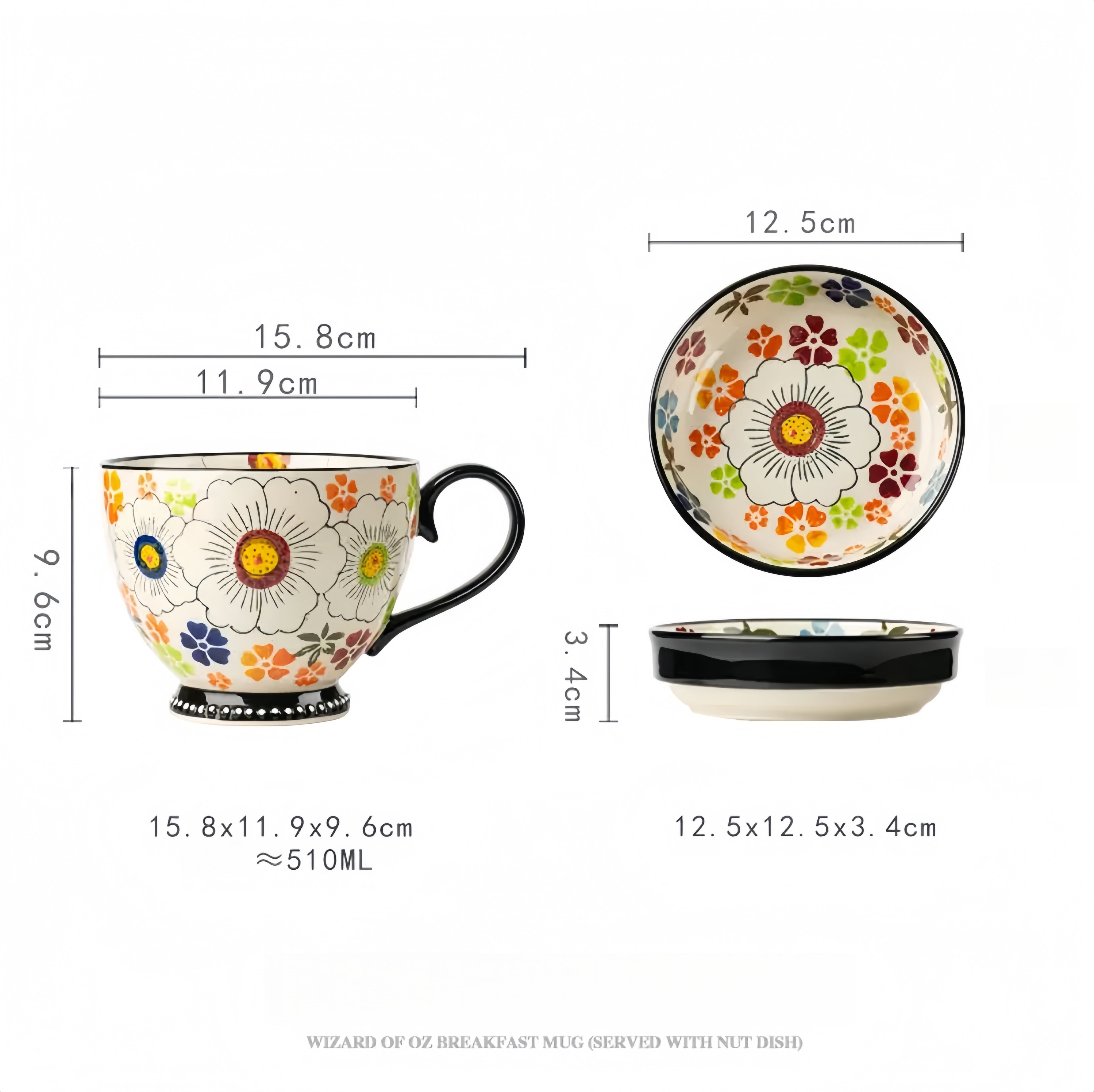 Large Capacity Enamel Mug, Milk & Oatmeal Breakfast Cup - Ceramic Home Drinkware