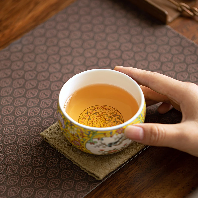 Magpie & Plum Blossom Teacup, Enamel Painted Gongfu Tea Cup