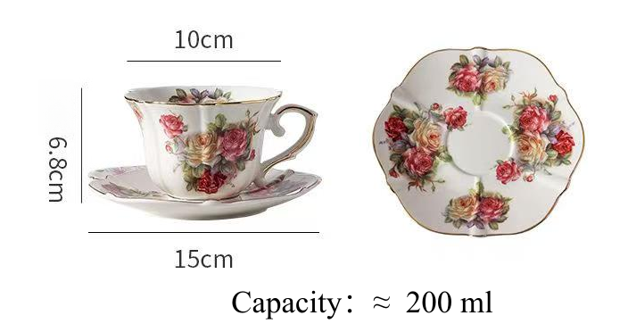 Aesthetic English Vintage Coffee Set, Gold Trim Ceramic Cup & Saucer-Afternoon Tea