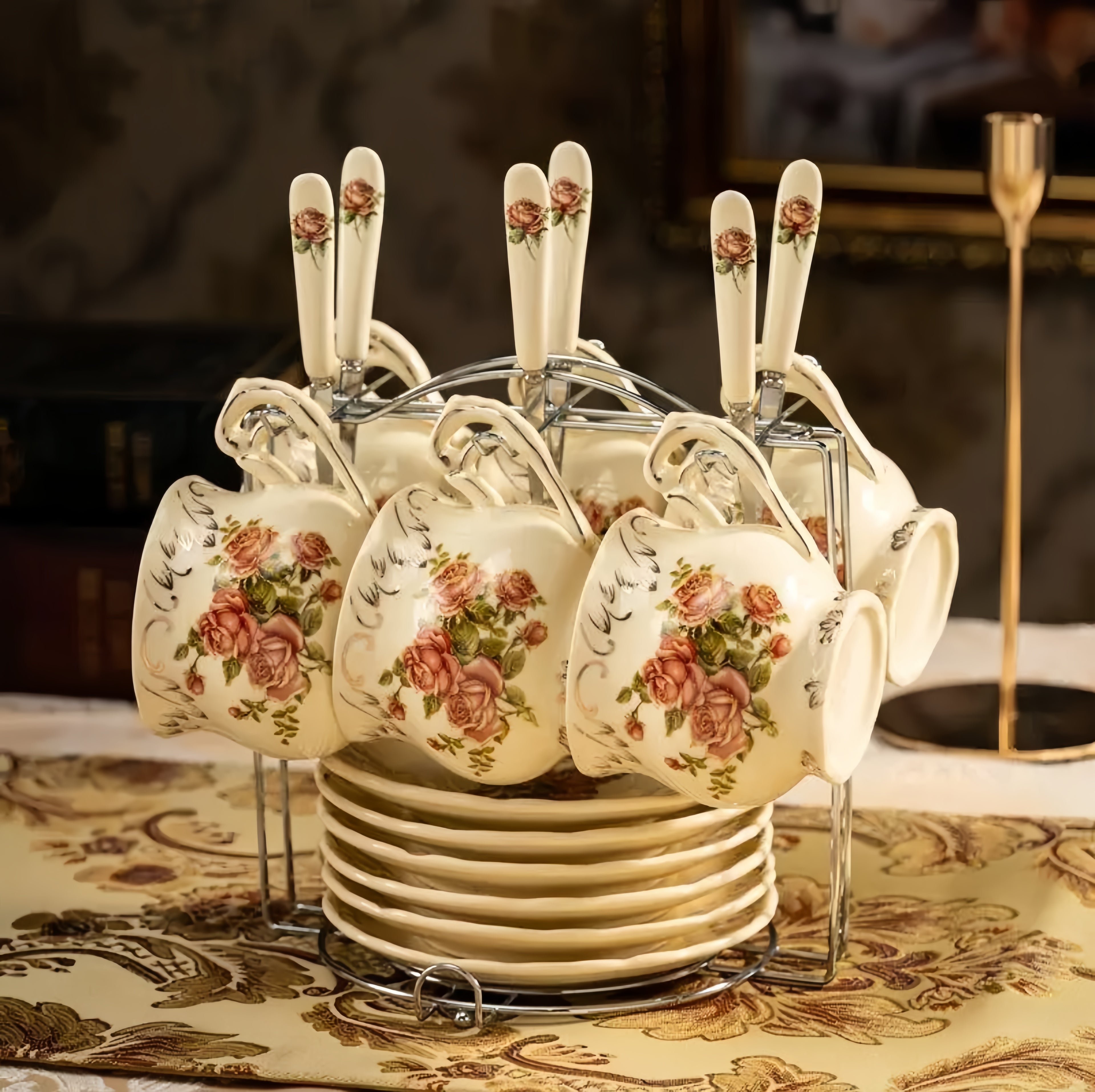 Gold Trim Tea Cup Set, European Coffee Cup & Saucer, Luxury English Afternoon Tea Set