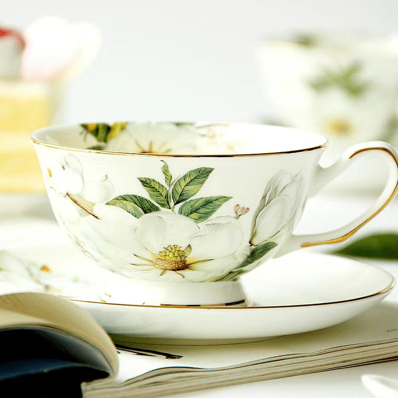 Bone China Tea Set, English Afternoon Tea Set, Luxury Ceramic Coffee Cup & Saucer Set