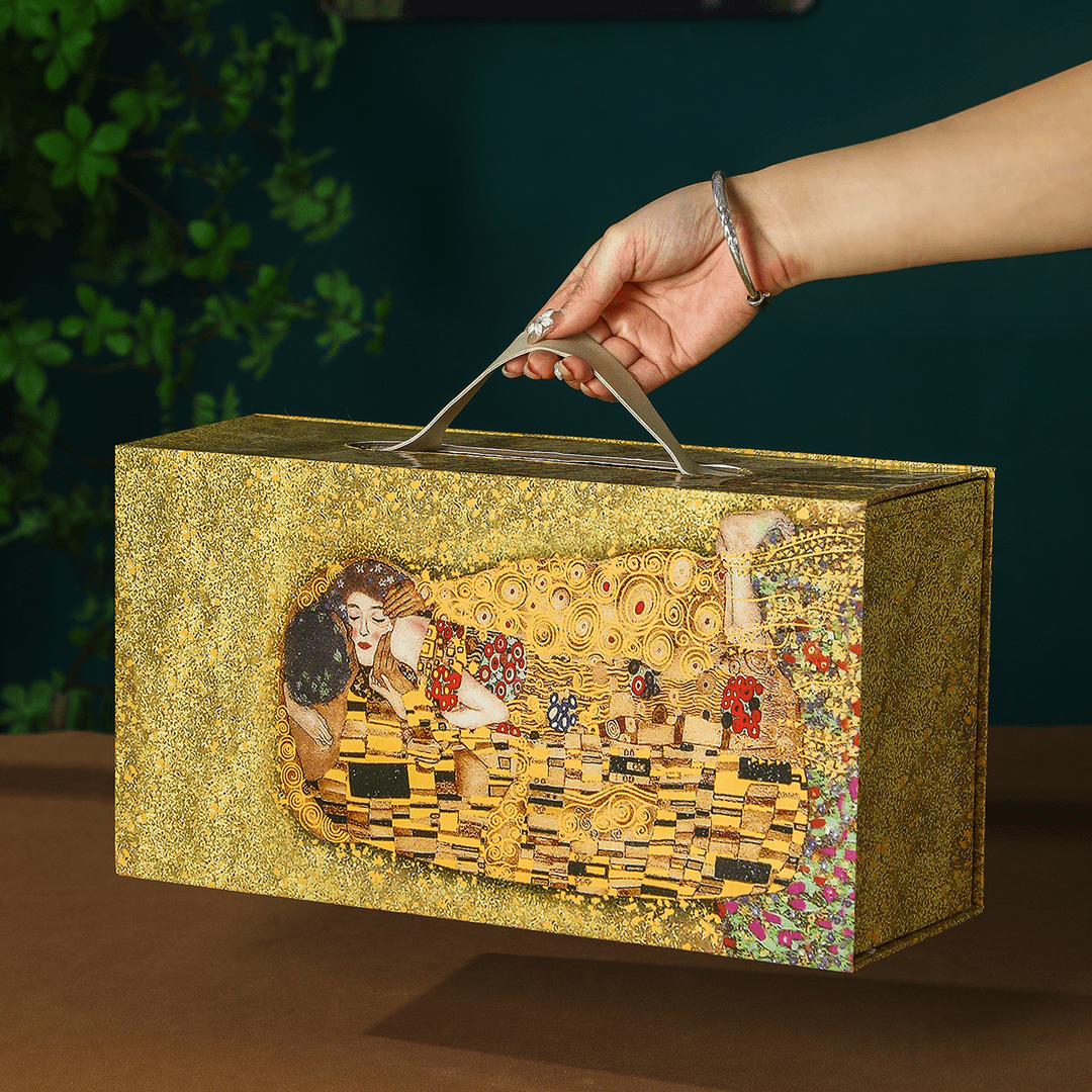 European Vintage Bone China Coffee & Tea Cup - Hand-Painted Gold Famous Painting Gift Box - Water Glass