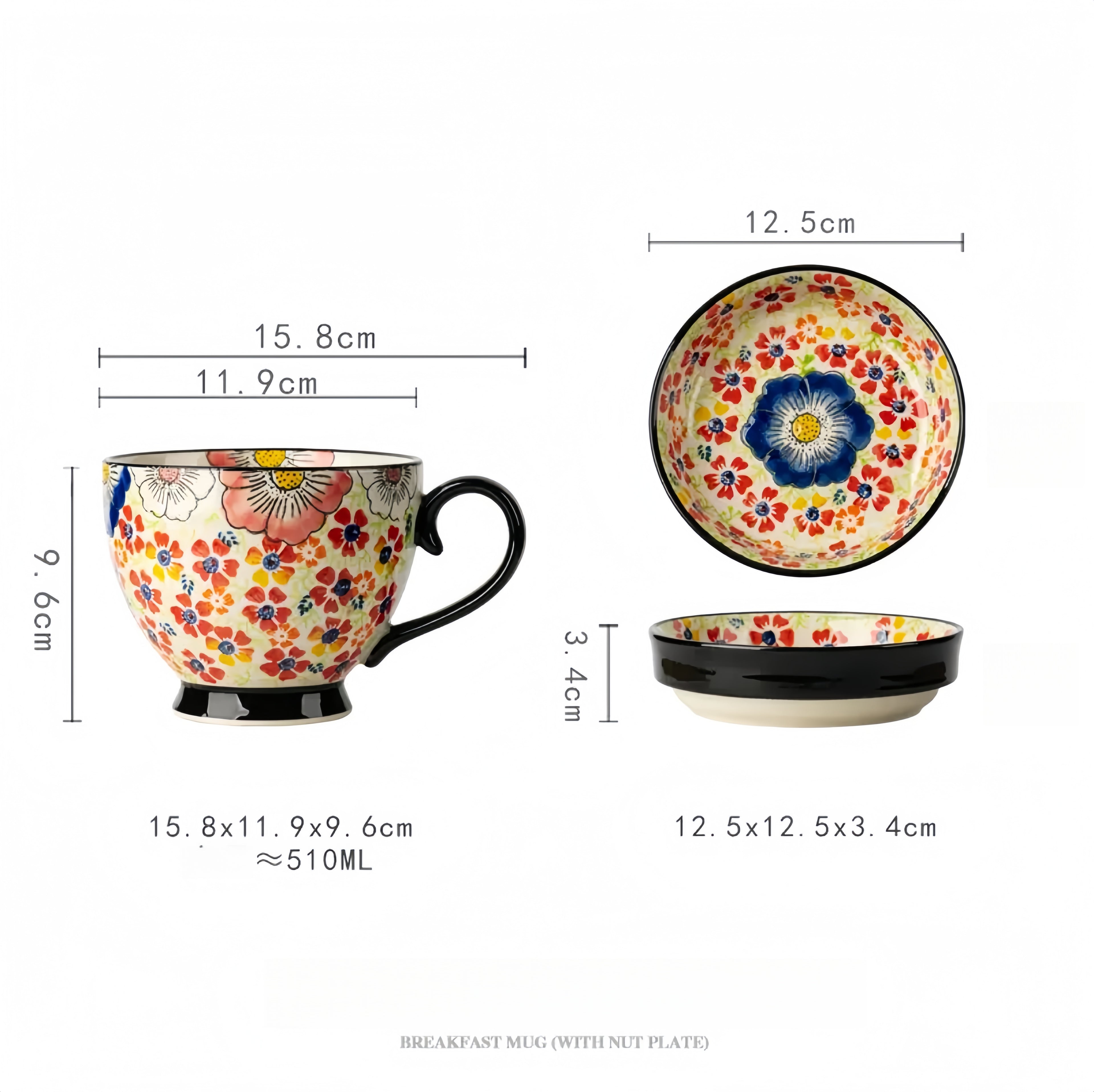 Large Capacity Enamel Mug, Milk & Oatmeal Breakfast Cup - Ceramic Home Drinkware