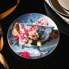Elegant European Bone China Coffee Cup and Saucer Set - Luxury Wedding Gift Box , Sophisticated English Tea Cup