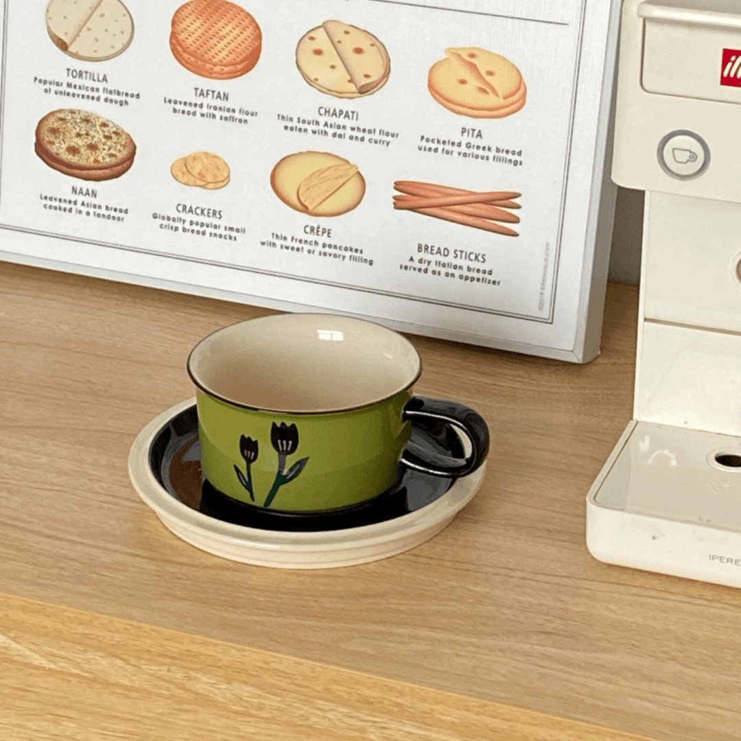 Elegant Hand-Painted Tulip Ceramic Afternoon Tea Cup and Saucer Set - Coffee Cup Gift Box | BFF