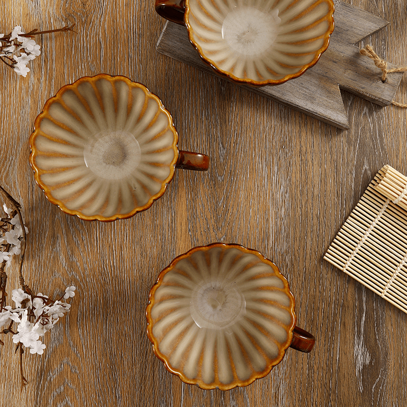 Glaze Transformation Ceramic Mug, Caramel Colored Coffee Cup with Handle