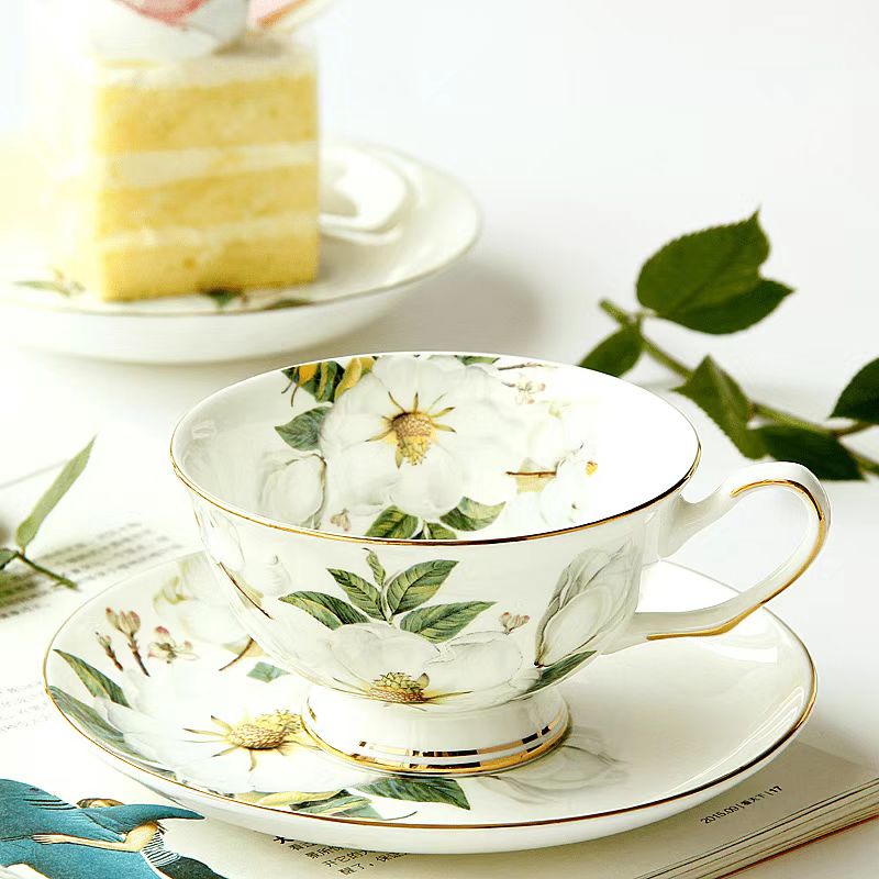 Bone China Tea Set, English Afternoon Tea Set, Luxury Ceramic Coffee Cup & Saucer Set