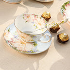 Bone China Cup and Saucer, Pink Coffee Cup and Teacup, Luxury European Style Set