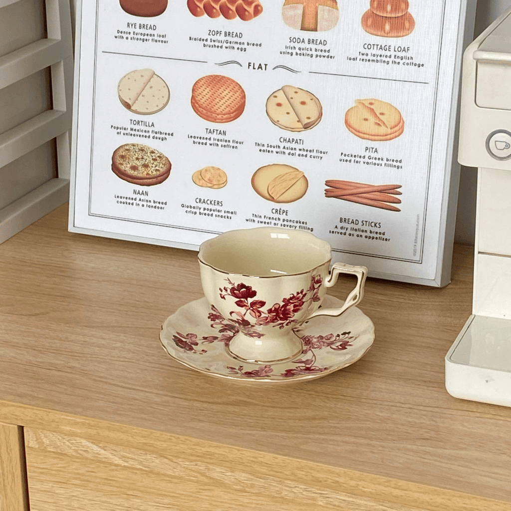 French Afternoon Tea Coffee Cup and Saucer Set - European Ceramic Tea Cup Gift Box