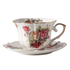 Aesthetic English Vintage Coffee Set, Gold Trim Ceramic Cup & Saucer-Afternoon Tea