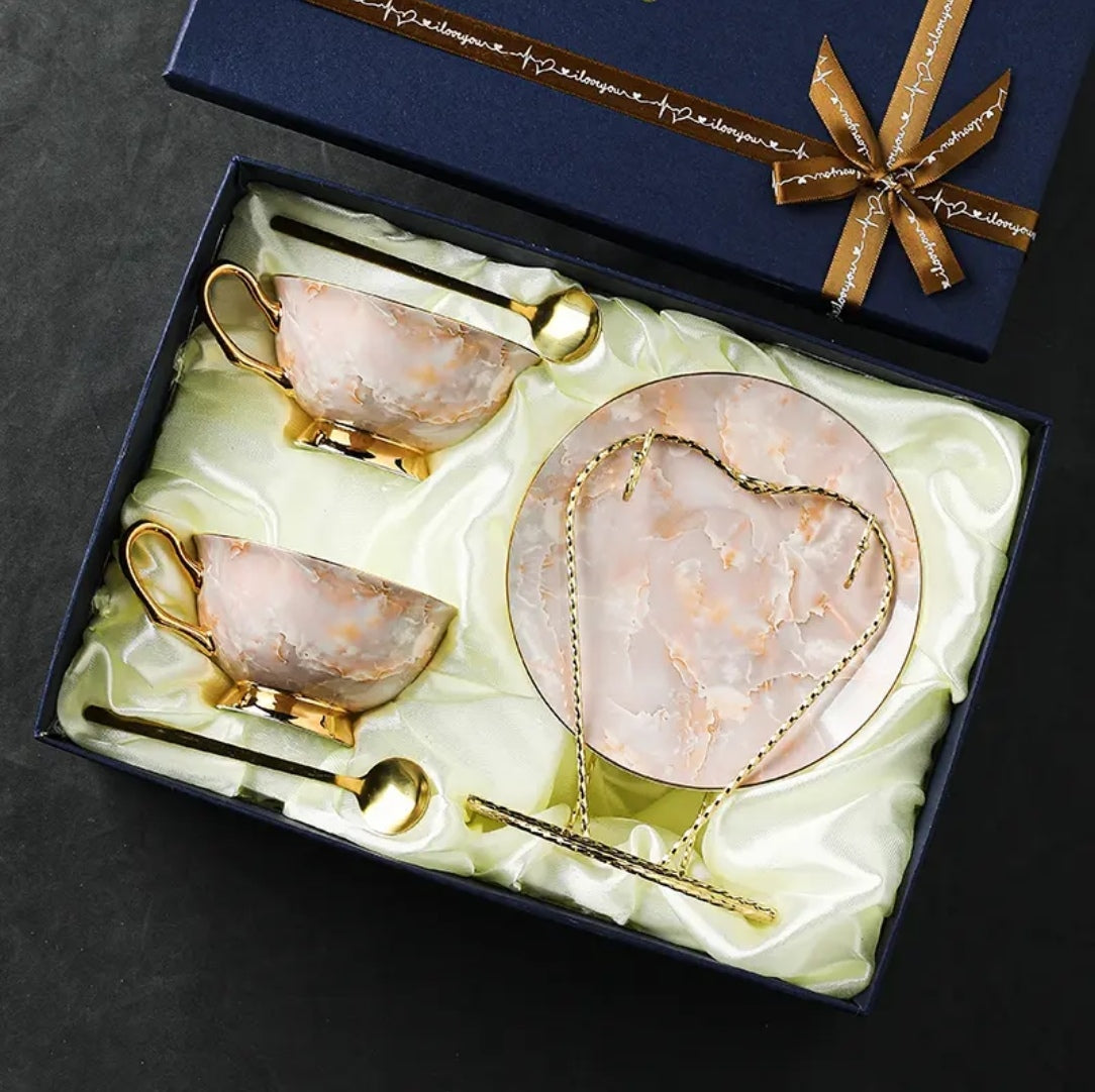 Premium Luxury Ceramic Coffee Cup and Saucer Set - Elegant Gift Boxed Tea Cup for Sophisticated Home