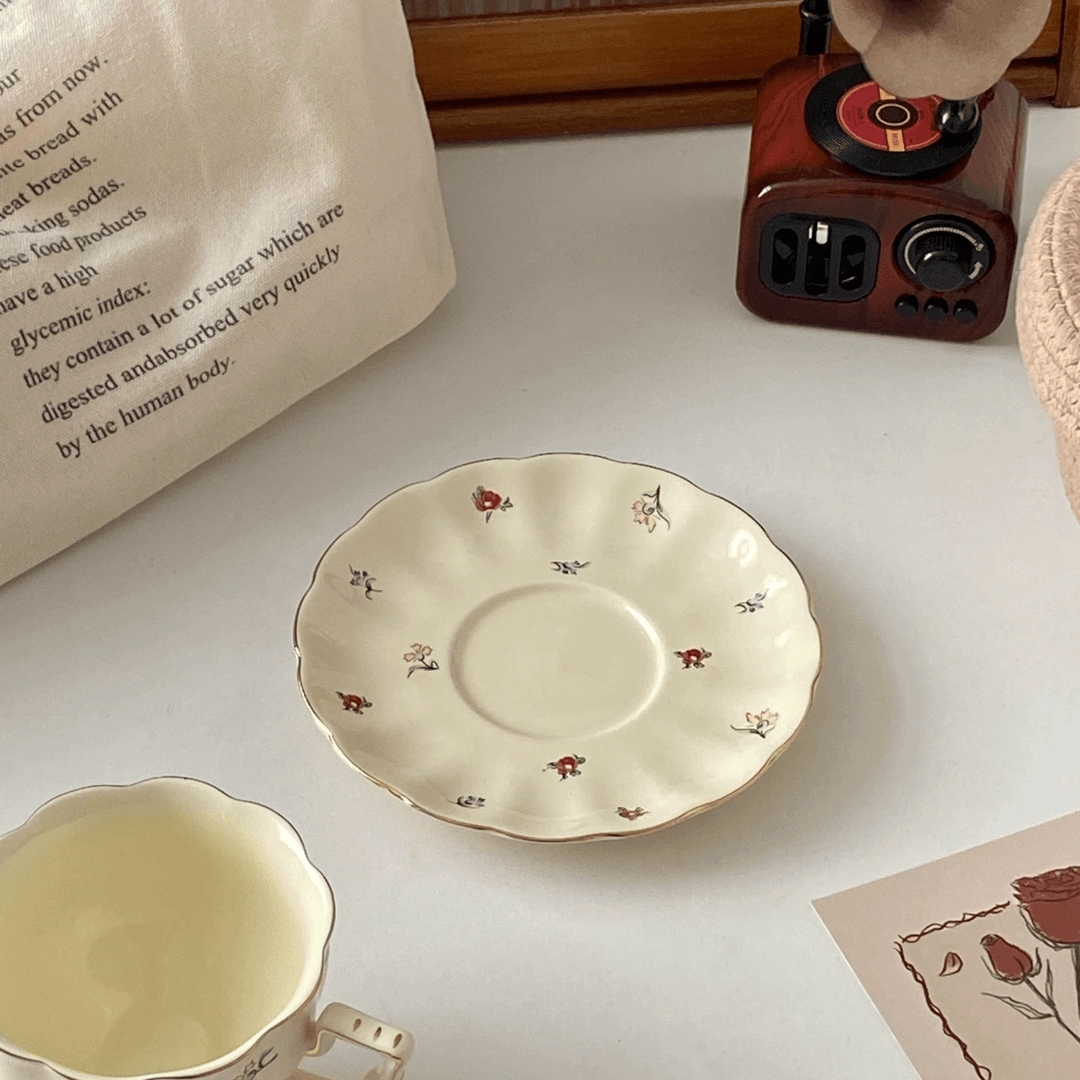 French Vintage Cream-Colored Afternoon Tea Coffee Cup - European Elegant Birthday Gift for Her