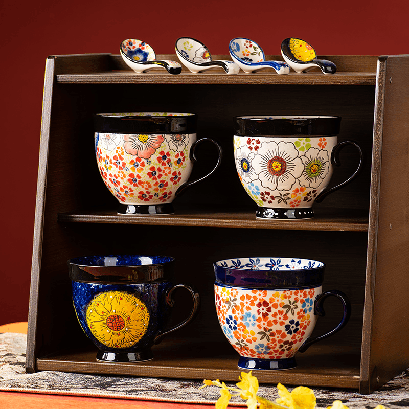 Large Capacity Enamel Mug, Milk & Oatmeal Breakfast Cup - Ceramic Home Drinkware