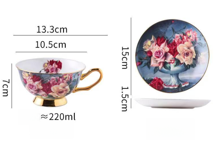 Elegant European Bone China Coffee Cup and Saucer Set - Luxury Wedding Gift Box , Sophisticated English Tea Cup