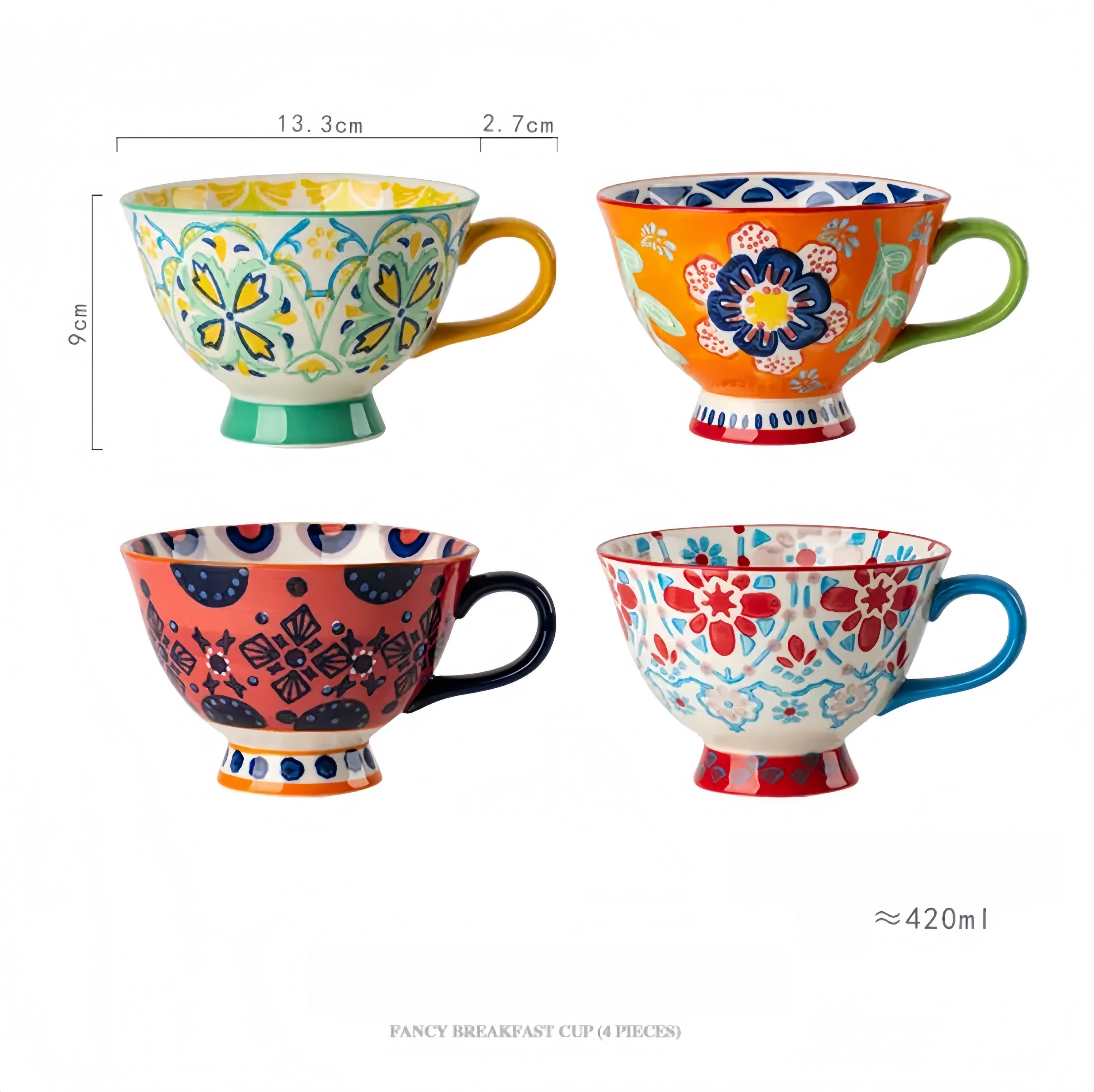 Large Capacity Ceramic Mug, Nordic Ins Style Coffee Cup for Women