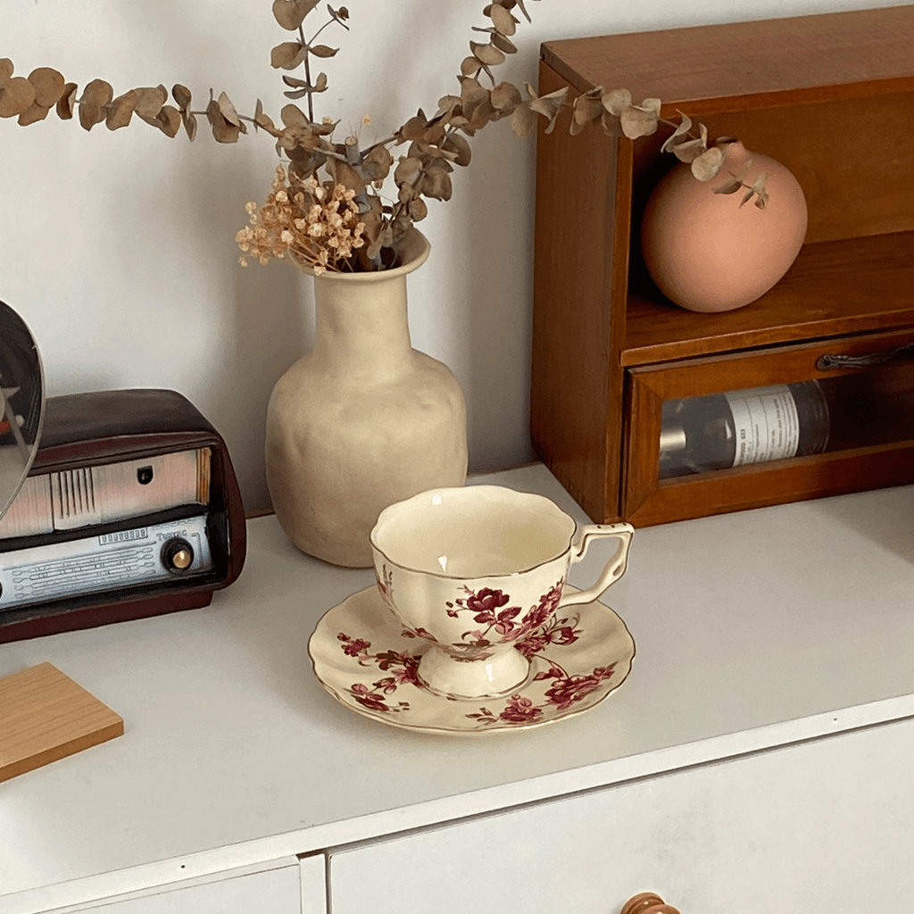 French Afternoon Tea Coffee Cup and Saucer Set - European Ceramic Tea Cup Gift Box
